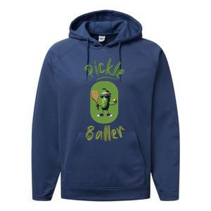 Pickle Baller Funny Pickleball Performance Fleece Hoodie