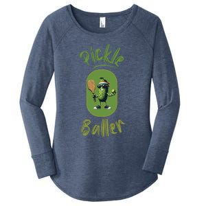 Pickle Baller Funny Pickleball Women's Perfect Tri Tunic Long Sleeve Shirt