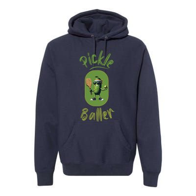 Pickle Baller Funny Pickleball Premium Hoodie