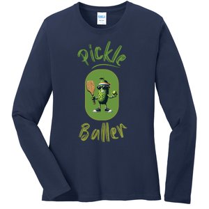 Pickle Baller Funny Pickleball Ladies Long Sleeve Shirt