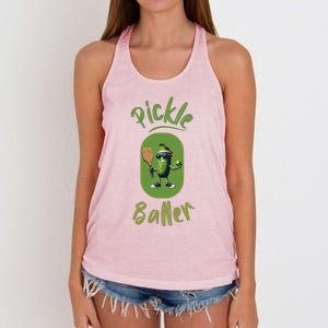 Pickle Baller Funny Pickleball Women's Knotted Racerback Tank