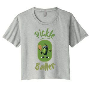 Pickle Baller Funny Pickleball Women's Crop Top Tee