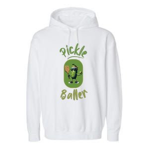 Pickle Baller Funny Pickleball Garment-Dyed Fleece Hoodie