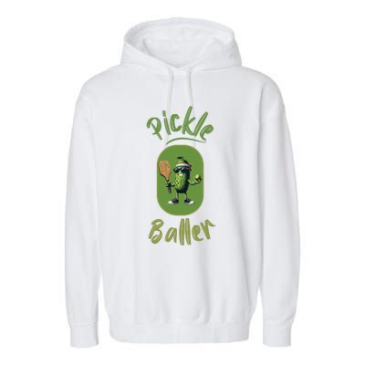 Pickle Baller Funny Pickleball Garment-Dyed Fleece Hoodie