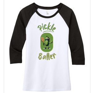 Pickle Baller Funny Pickleball Women's Tri-Blend 3/4-Sleeve Raglan Shirt