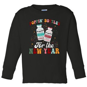 Poppin Bottles For The New Year ICU Nurse Propofol CRNA Toddler Long Sleeve Shirt