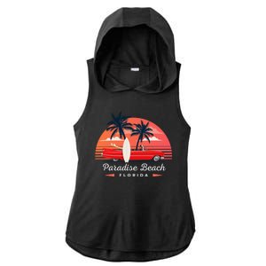 Paradise Beach Florida Sunset Retro Car Ladies PosiCharge Tri-Blend Wicking Draft Hoodie Tank