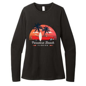 Paradise Beach Florida Sunset Retro Car Womens CVC Long Sleeve Shirt