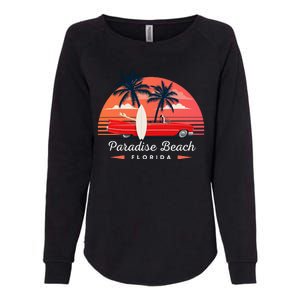 Paradise Beach Florida Sunset Retro Car Womens California Wash Sweatshirt