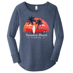 Paradise Beach Florida Sunset Retro Car Women's Perfect Tri Tunic Long Sleeve Shirt