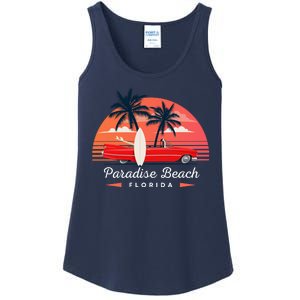 Paradise Beach Florida Sunset Retro Car Ladies Essential Tank