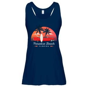 Paradise Beach Florida Sunset Retro Car Ladies Essential Flowy Tank