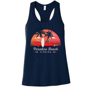 Paradise Beach Florida Sunset Retro Car Women's Racerback Tank