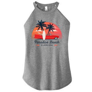 Paradise Beach Florida Sunset Retro Car Women's Perfect Tri Rocker Tank