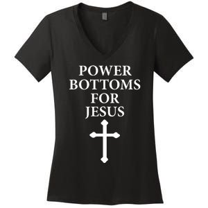 Power Bottoms For Jesus Christian Bible Jesus Christmas Gifts Women's V-Neck T-Shirt