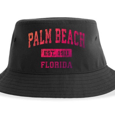 Palm Beach Florida Fl Vintage Established Sports Design Funny Gift Sustainable Bucket Hat