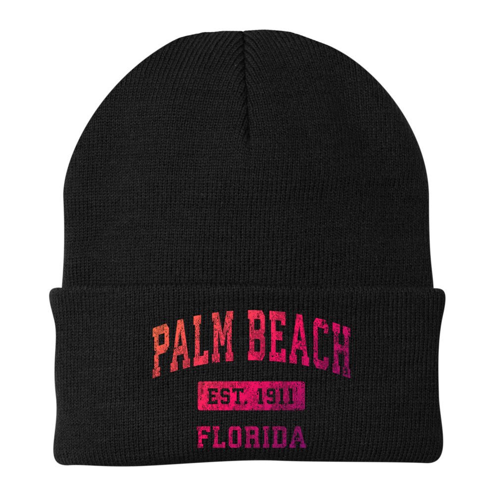 Palm Beach Florida Fl Vintage Established Sports Design Funny Gift Beanie