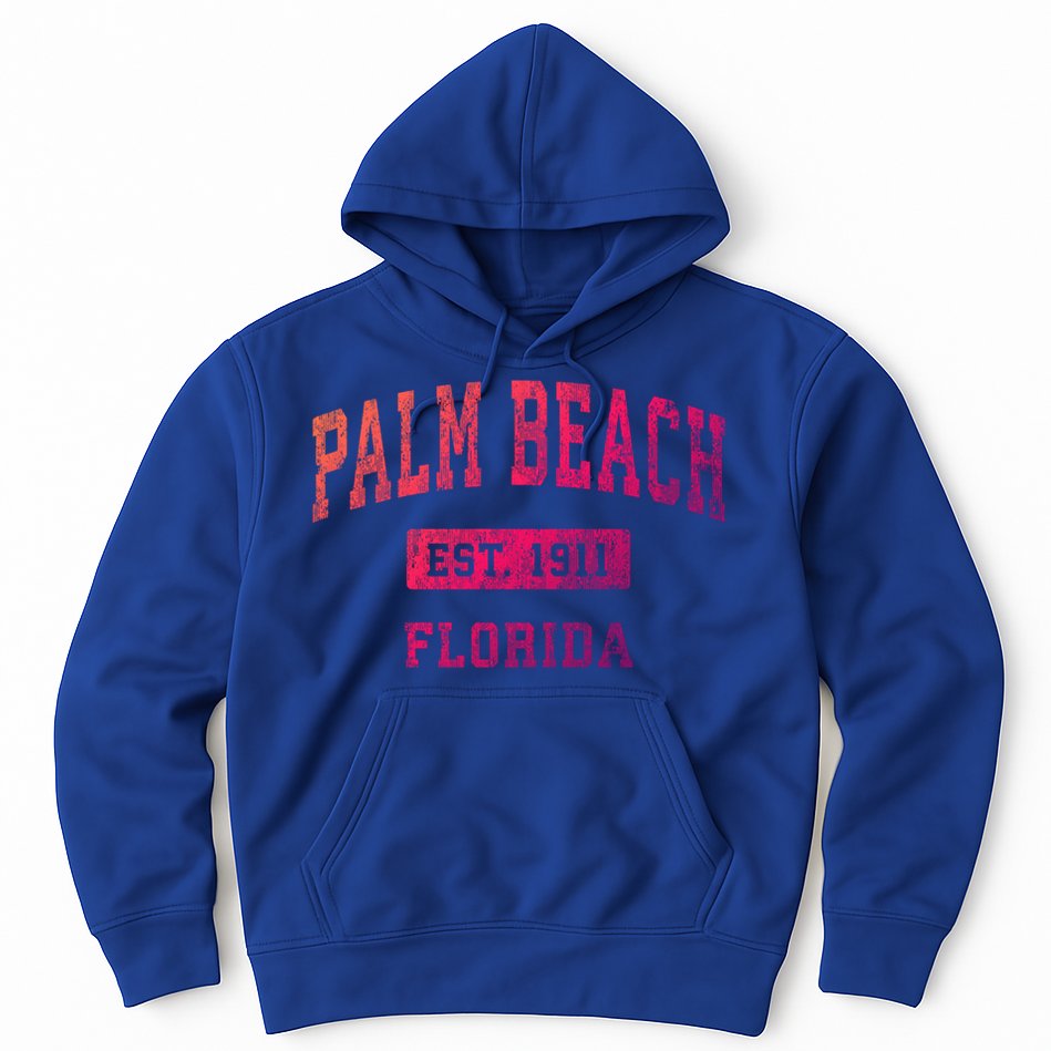 Palm Beach Florida Fl Vintage Established Sports Design Funny Gift Hoodie