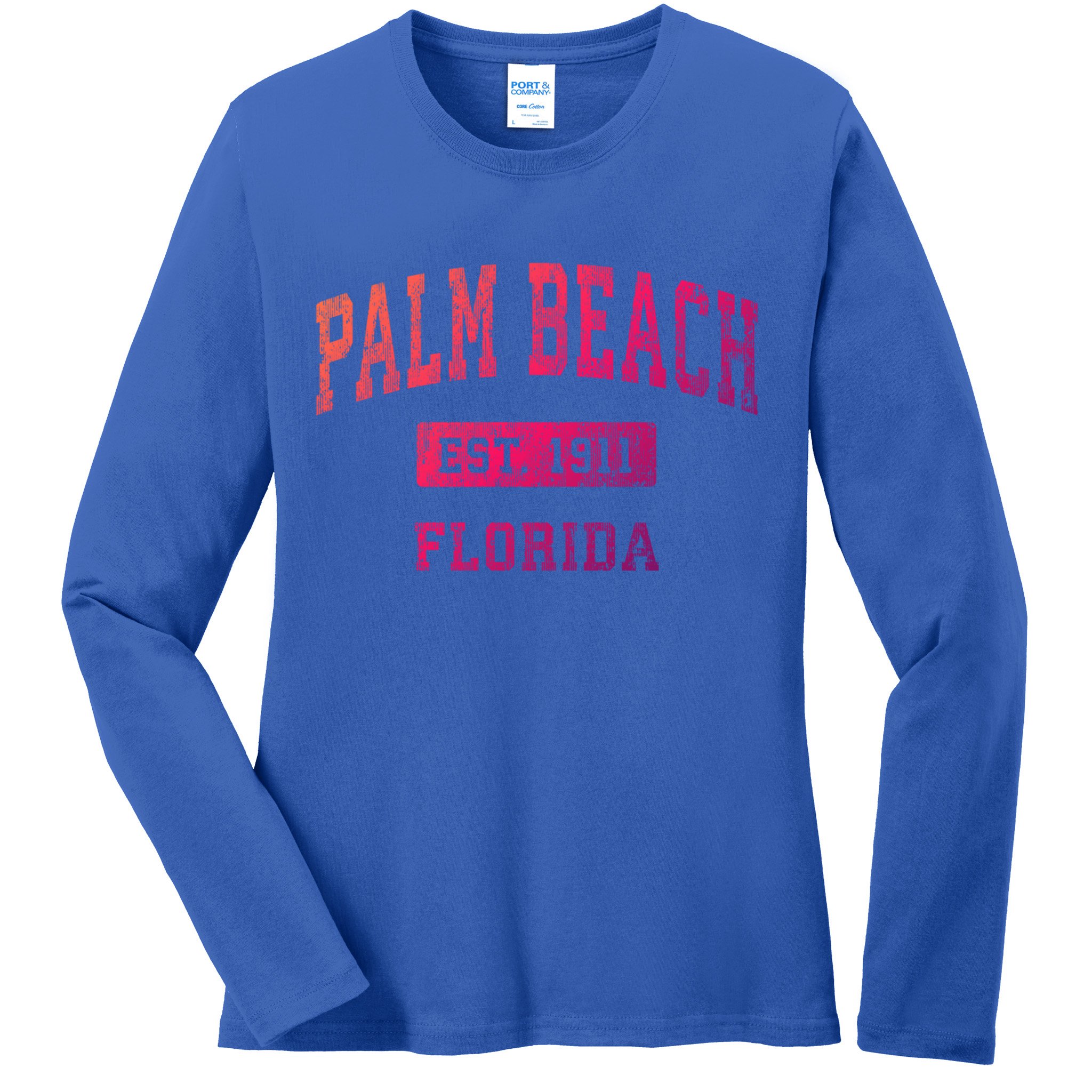 Palm Beach Florida Fl Vintage Established Sports Design Funny Gift Ladies Long Sleeve Shirt