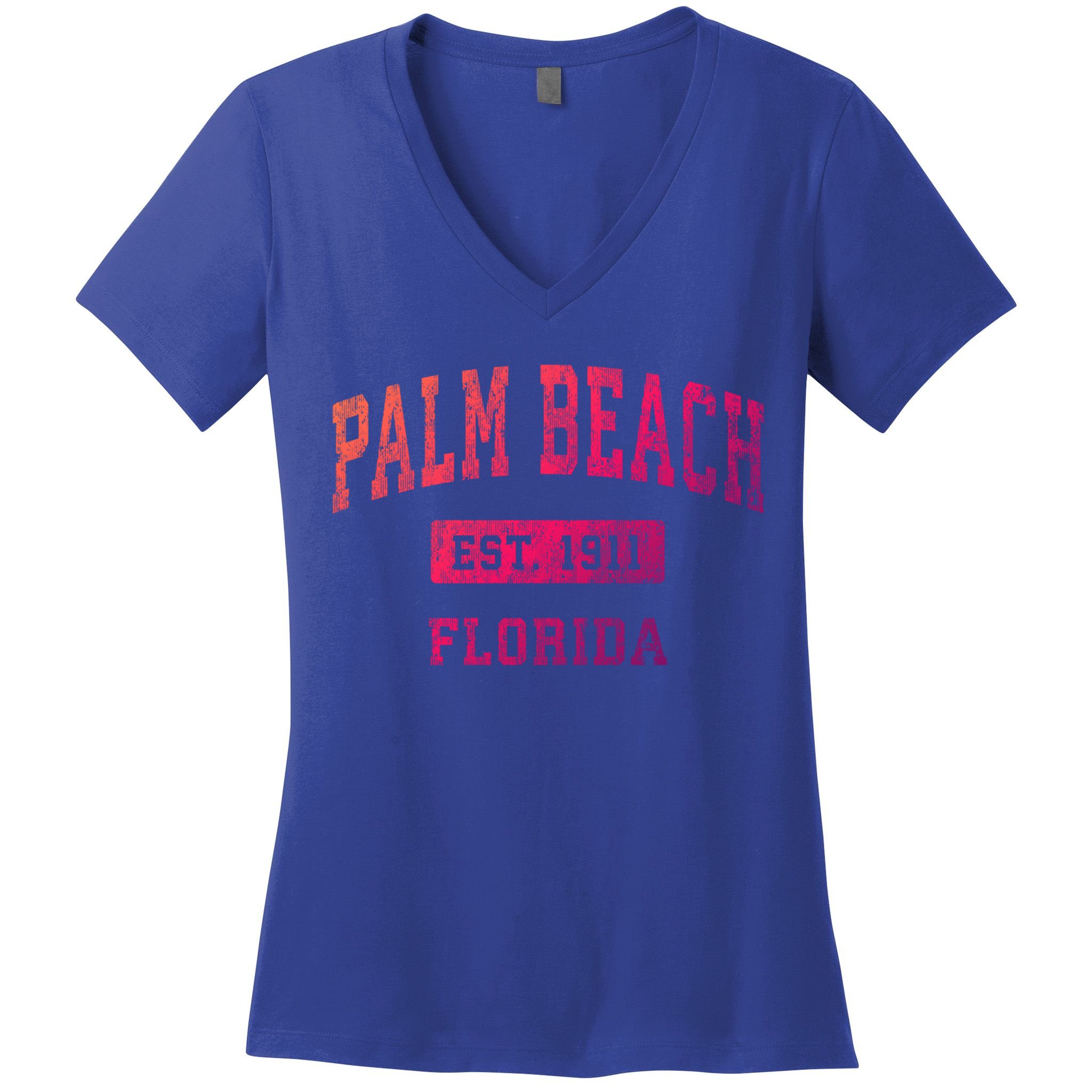 Palm Beach Florida Fl Vintage Established Sports Design Funny Gift Women's V-Neck T-Shirt