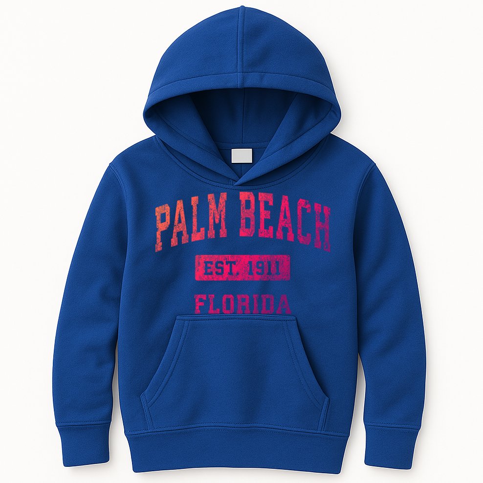 Palm Beach Florida Fl Vintage Established Sports Design Funny Gift Kids Hoodie