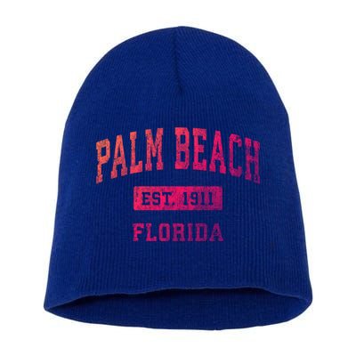 Palm Beach Florida Fl Vintage Established Sports Design Funny Gift Short Acrylic Beanie