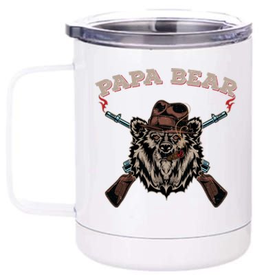 Papa Bear Funny Gift Gangster Christmas Birthday Gift 12 oz Stainless Steel Tumbler Cup