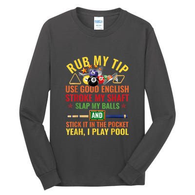 Pool Billiards Funny Billiard Player Table Sport Game Play Gift Tall Long Sleeve T-Shirt