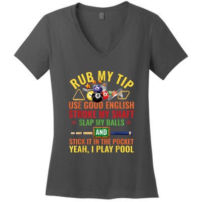 Pool Billiards Funny Billiard Player Table Sport Game Play Gift Women's V-Neck T-Shirt