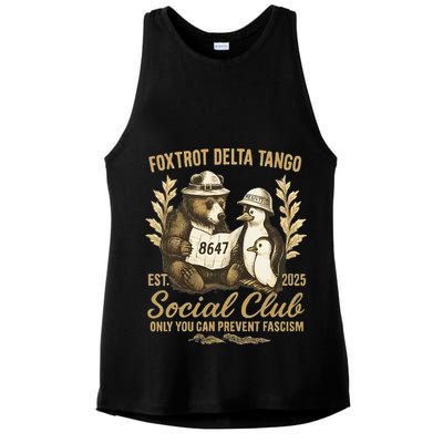 Penguin Bear Foxtrots Delta Tangos Activism Against Tariffs Ladies PosiCharge Tri-Blend Wicking Tank