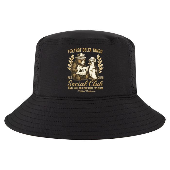 Penguin Bear Foxtrots Delta Tangos Activism Against Tariffs Cool Comfort Performance Bucket Hat