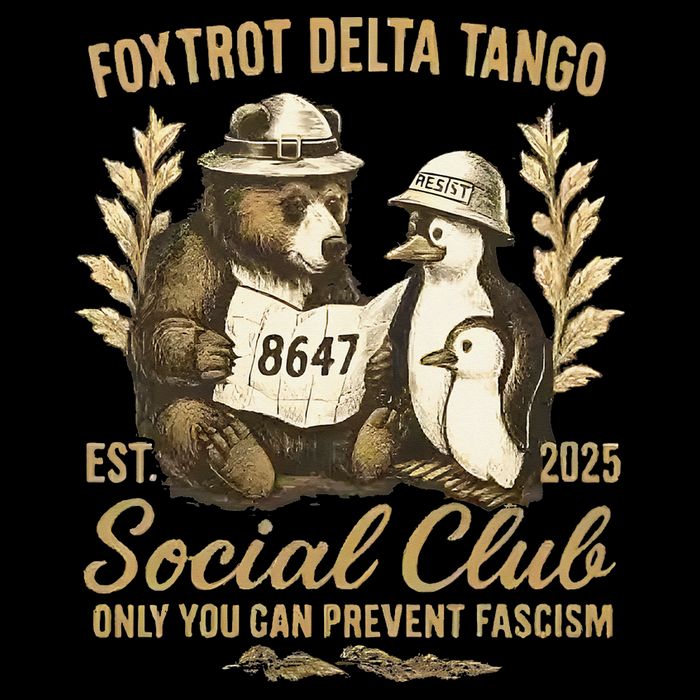 Penguin Bear Foxtrots Delta Tangos Activism Against Tariffs Bucket Hat