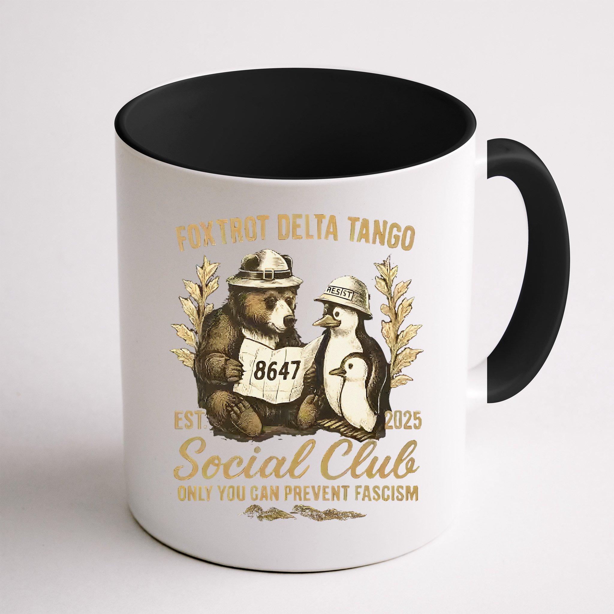 Penguin Bear Foxtrots Delta Tangos Activism Against Tariffs Mug