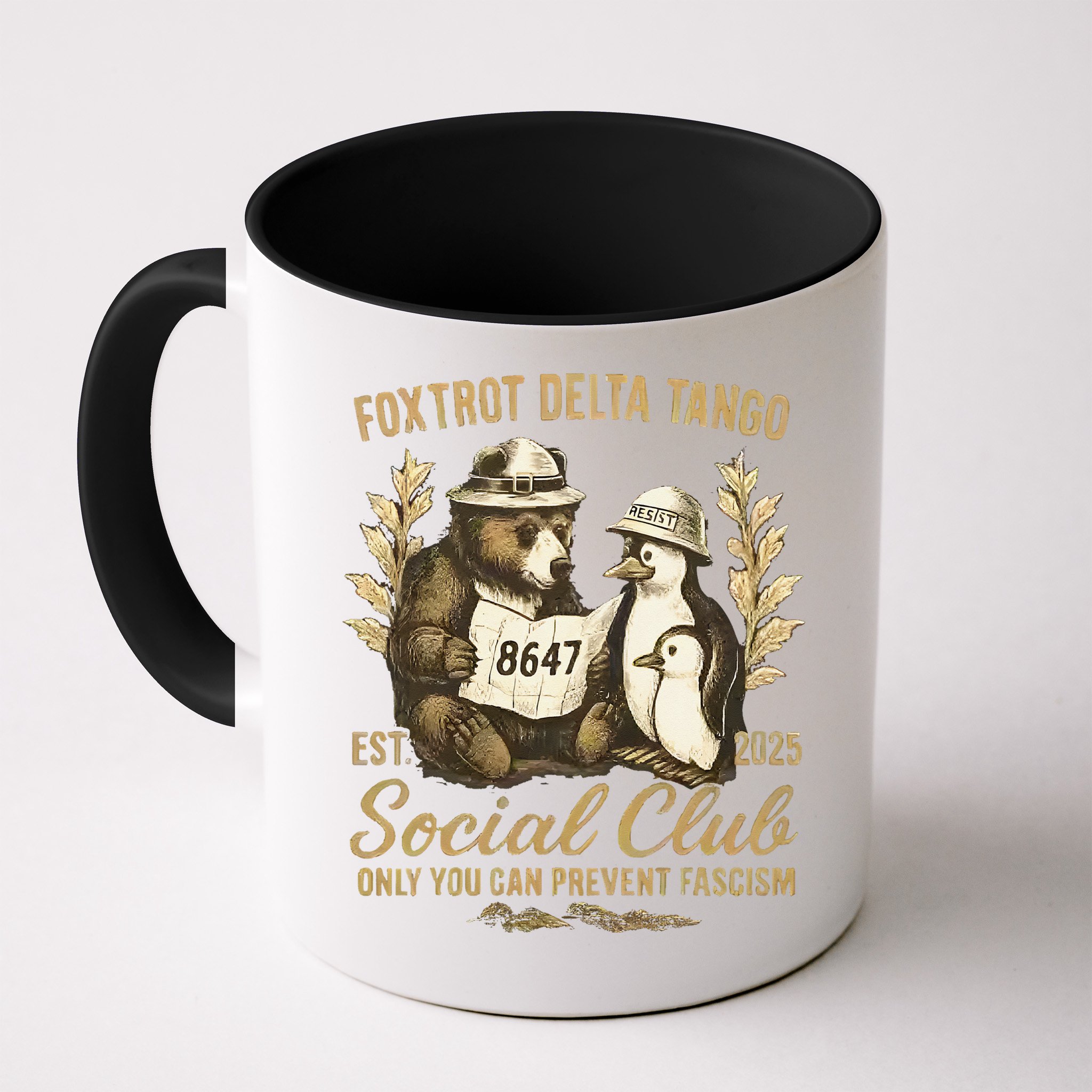 Penguin Bear Foxtrots Delta Tangos Activism Against Tariffs Mug