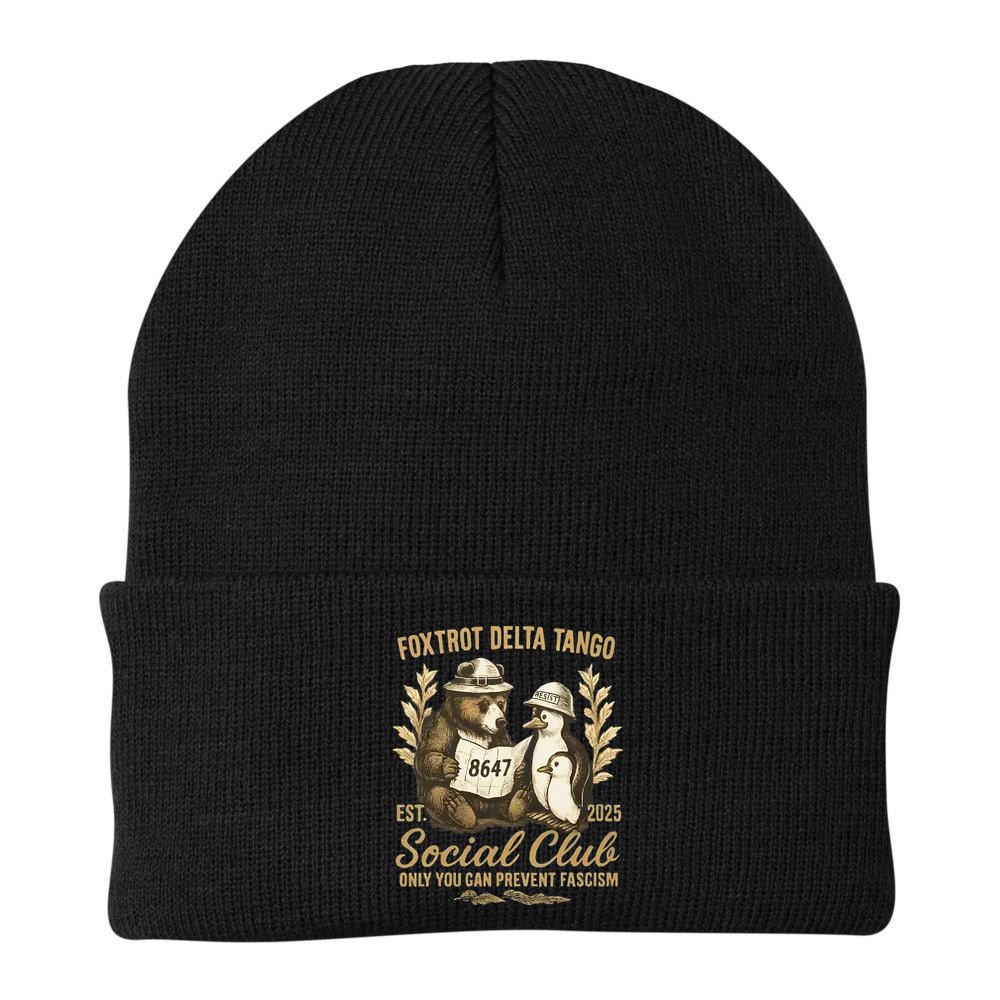 Penguin Bear Foxtrots Delta Tangos Activism Against Tariffs Beanie