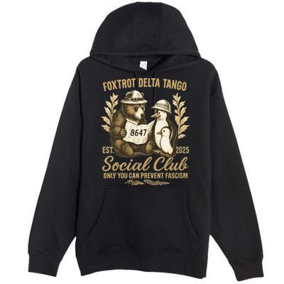Penguin Bear Foxtrots Delta Tangos Activism Against Tariffs Premium Pullover Hoodie