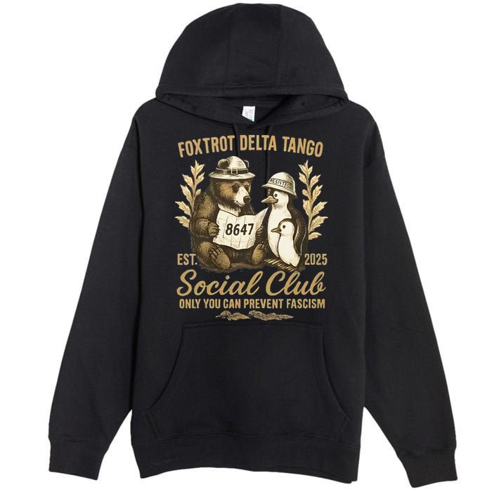 Penguin Bear Foxtrots Delta Tangos Activism Against Tariffs Premium Pullover Hoodie