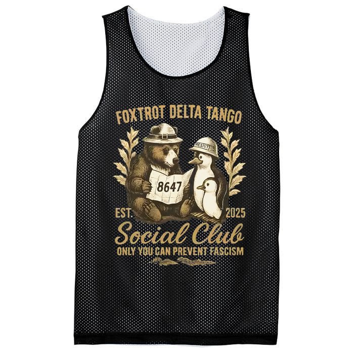 Penguin Bear Foxtrots Delta Tangos Activism Against Tariffs Mesh Reversible Basketball Jersey Tank
