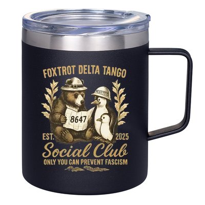 Penguin Bear Foxtrots Delta Tangos Activism Against Tariffs 12oz Stainless Steel Coffee Mug