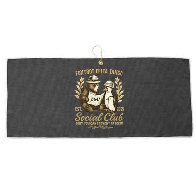 Penguin Bear Foxtrots Delta Tangos Activism Against Tariffs Large Microfiber Waffle Golf Towel