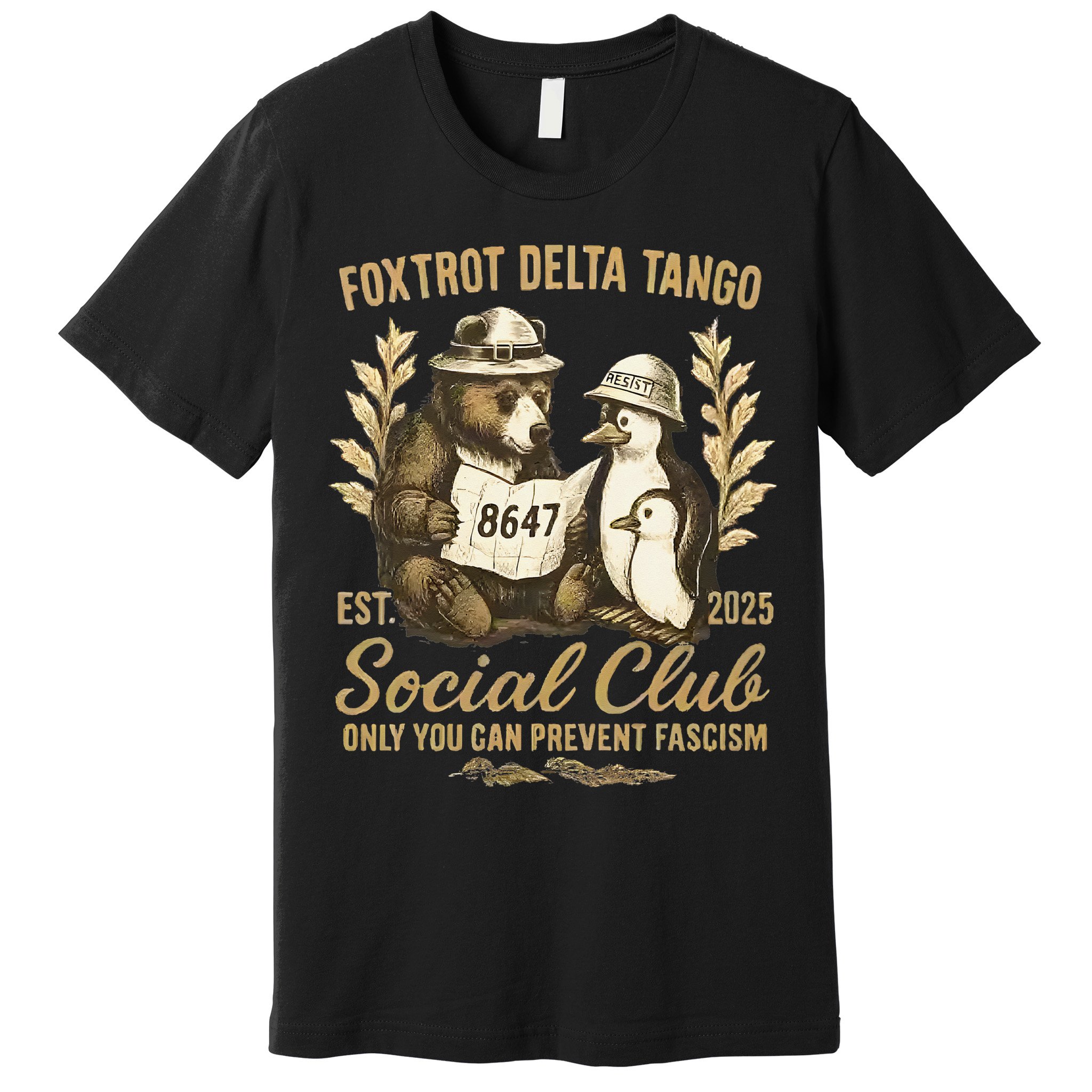 Penguin Bear Foxtrots Delta Tangos Activism Against Tariffs Premium T-Shirt
