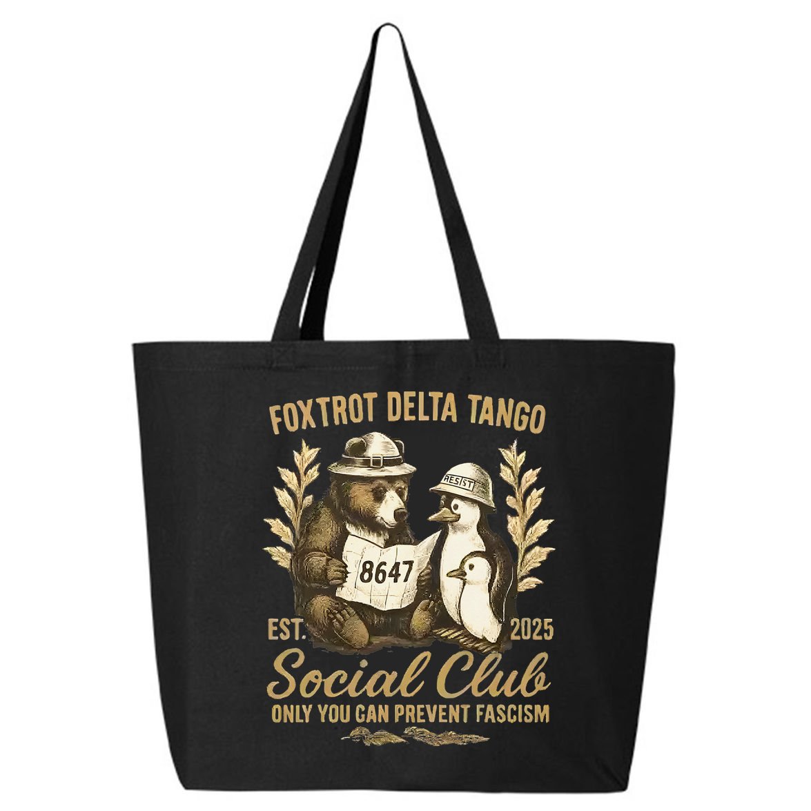 Penguin Bear Foxtrots Delta Tangos Activism Against Tariffs 25L Jumbo Tote