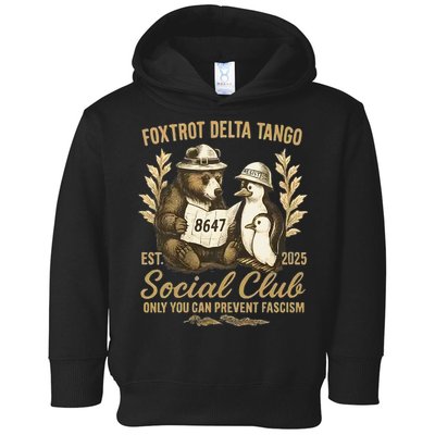 Penguin Bear Foxtrots Delta Tangos Activism Against Tariffs Toddler Hoodie