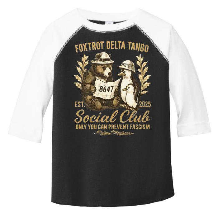 Penguin Bear Foxtrots Delta Tangos Activism Against Tariffs Toddler Fine Jersey T-Shirt
