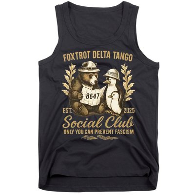 Penguin Bear Foxtrots Delta Tangos Activism Against Tariffs Tank Top