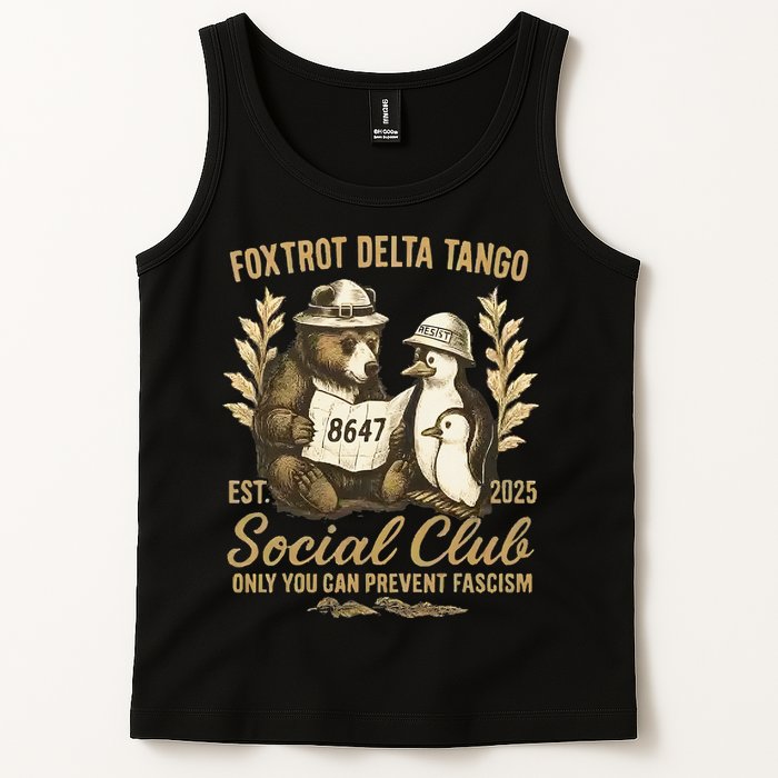 Penguin Bear Foxtrots Delta Tangos Activism Against Tariffs Tank Top