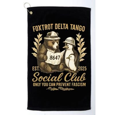 Penguin Bear Foxtrots Delta Tangos Activism Against Tariffs Golf Towel