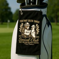 Penguin Bear Foxtrots Delta Tangos Activism Against Tariffs Golf Towel