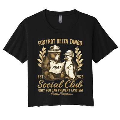 Penguin Bear Foxtrots Delta Tangos Activism Against Tariffs Crop Top