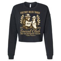Penguin Bear Foxtrots Delta Tangos Activism Against Tariffs Cropped Pullover Crew
